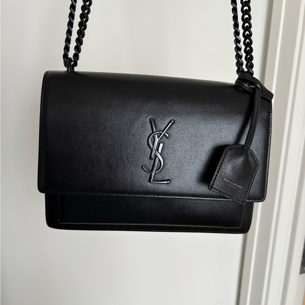 YSL SUNSET PURSE - black on black
